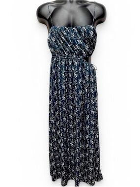 J.Crew Reimagined Floral Maxi Dress Navy Blue Cutout Medium